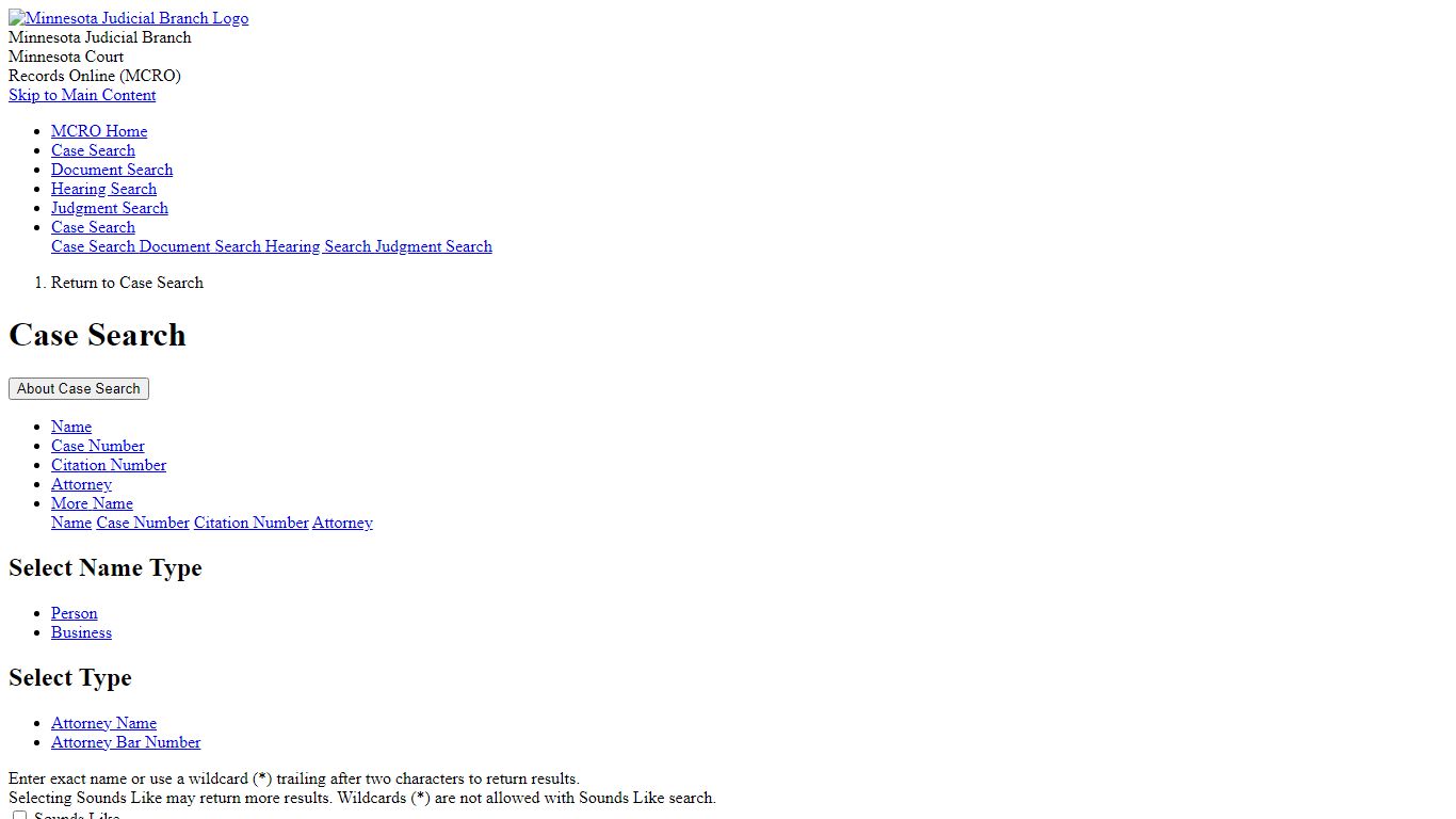 Case Search - Minnesota Court Records Online (MCRO)